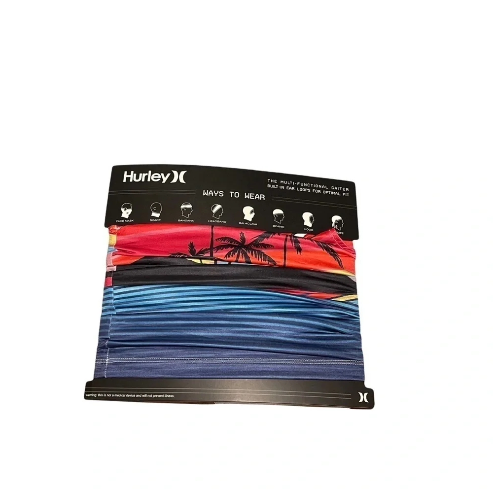 Hurley Face Mask Cover Scarf Multi-Function Seamless Gaiter Rainbow Tie Dye NEW